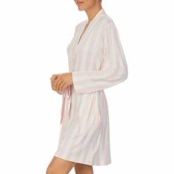 Buy 🎁 Kate Spade New York Stripe Print Long Sleeve Shawl Collar Jersey Knit Pocketed Tie Short Robe Pink Stripe 👍 -Kate Spade New York shop unnamed file 1003