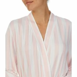 Buy 🎁 Kate Spade New York Stripe Print Long Sleeve Shawl Collar Jersey Knit Pocketed Tie Short Robe Pink Stripe 👍 -Kate Spade New York shop unnamed file 1004