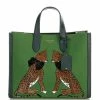 Budget 🧨 Kate Spade New York Lucy Manhattan Lady Leopard Embroidered Tote Bag Bitter Green Multi 🛒