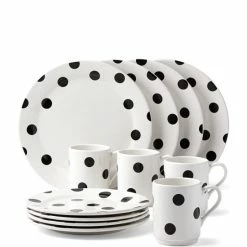Best Pirce π Kate Spade New York All In Good Taste Deco Dot Stoneware 12-PIece Dinnerware Set Wht/blk Dot π―