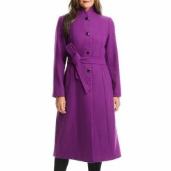 Discount ❤️ Kate Spade New York High Neck Long Sleeve Single Breasted Metal Black Enamel Button Front Belted Wool Blend Wrap 🧥 Coat Wild Bergamont 🎁