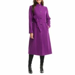 Discount ❤️ Kate Spade New York High Neck Long Sleeve Single Breasted Metal Black Enamel Button Front Belted Wool Blend Wrap 🧥 Coat Wild Bergamont 🎁 -Kate Spade New York shop unnamed file 1069