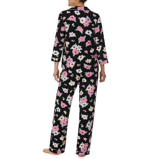 Promo π₯ Kate Spade New York Floral Print 3/4 Sleeve Notch Collar Long Sleeve Knit Pajama Set Black/multi π 2 Promo π₯ Kate Spade New York Floral Print 3/4 Sleeve Notch Collar Long Sleeve Knit Pajama Set Black/multi π - Image 2