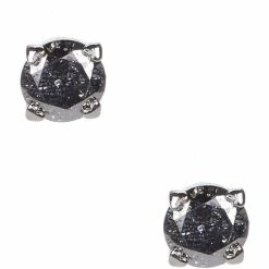 New 🛒 Kate Spade New York Heart Stud Earrings Silver Patina 👏