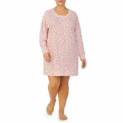 Deals π₯° Kate Spade New York Plus Size Animal Print Long Sleeve Jewel Neck Short Nightgown Pink Print π