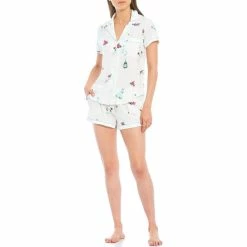 Best Pirce 🎁 Kate Spade New York Celebration Printed Knit Shorty Coordinating Pajama Set White Novel 🤩 -Kate Spade New York shop unnamed file 1126