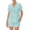 Hot Sale ⌛ Kate Spade New York Floral Print Short Sleeve Notch Collar Shorty Pajama Set Blue/white ⭐