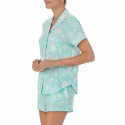 Hot Sale ⌛ Kate Spade New York Floral Print Short Sleeve Notch Collar Shorty Pajama Set Blue/white ⭐ -Kate Spade New York shop unnamed file 1154