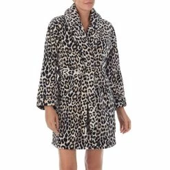 Buy 💯 Kate Spade New York Leopard Print Plush Short Cozy Robe Brown Leopard 💯
