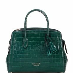 Cheapest 💯 Kate Spade New York Knott Croco-Embossed Leather Medium Satchel Bag Medieval Forest 🤩