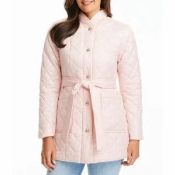 Coupon 🎉 Kate Spade New York Quilted Belted Single Breasted Stand Collar Long Sleeve Puffer 🧥 Coat Pine Green 😀