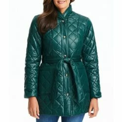 Coupon 🎉 Kate Spade New York Quilted Belted Single Breasted Stand Collar Long Sleeve Puffer 🧥 Coat Pine Green 😀 -Kate Spade New York shop unnamed file 1299