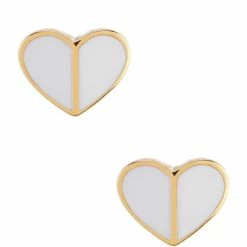 Best Sale π Kate Spade New York Heritage Spade Small Heart Stud Earrings White π