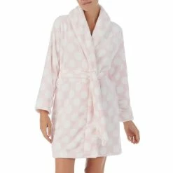 Wholesale ⭐ Kate Spade New York Dot Print Plush Shawl Collar Short Cozy Robe Blush Dot 🌟