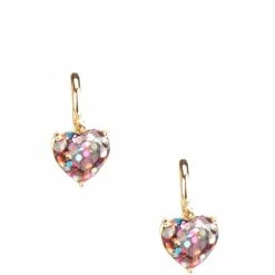 Budget 💯 Kate Spade New York My Love Glitter Heart Huggie Earrings Multi Glitter 🧨