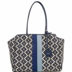 Budget 💯 Kate Spade New York Everything Spade Flower Jacquard Stripe Large Tote Bag Blue Multi 😍