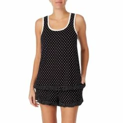 Budget β¨ Kate Spade New York Dot Print Jersey Knit Tank & Shorts Coordinating Pajama Set Black/ivory Dot π