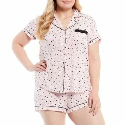 Hot Sale π Kate Spade New York Plus Size Dot Print Jersey Shorty Coordinating Pajama Set Pink Dot π