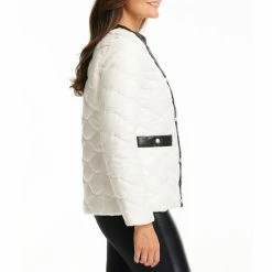 Best Sale 👏 Kate Spade New York Horizontal Onion Quilted Crew Neck Long Sleeve Pearl Button Puffer Jacket Cream ⌛ -Kate Spade New York shop unnamed file 1454