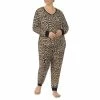 Coupon 🥰 Kate Spade New York Plus Size Jersey Knit Long Sleeve Scoop Neck Animal Print Pajama Set Brown Animal 🔔