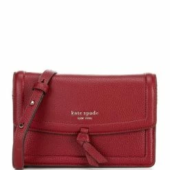 Hot Sale 🧨 Kate Spade New York Knott Pebbled Leather Flap Crossbody Bag Autumnal Red 😍