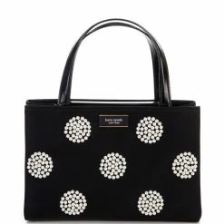 Budget 🎁 Kate Spade New York Sam Icon Pearl Embellished Nylon Small Tote Bag Black Multi 🔥