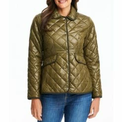Buy 🛒 Kate Spade New York Diamond Quilted Single Breasted Point Collar Button Front Puffer 🧥 Coat Olive 😀