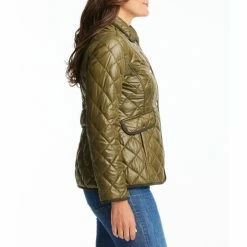 Buy 🛒 Kate Spade New York Diamond Quilted Single Breasted Point Collar Button Front Puffer 🧥 Coat Olive 😀 -Kate Spade New York shop unnamed file 1525
