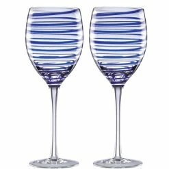 Flash Sale β Kate Spade New York Charlotte Street Spiral Wine Glass Pair Blue π₯°