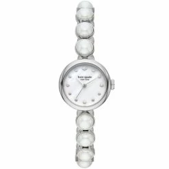 Best Pirce 👍 Kate Spade New York 👩 Women's Monroe Three-Hand Stainless Steel Pearl Bracelet ⌚ Watch Silver ✔️