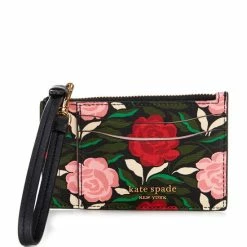 Cheapest ๐ฅ Kate Spade New York Morgan Rose Garden Card Case Wristlet Black Multi ๐