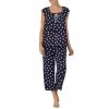 Coupon 💯 Kate Spade New York Flower Print Square Neck Cap Sleeve Pajama Set Dark Blue 🌟
