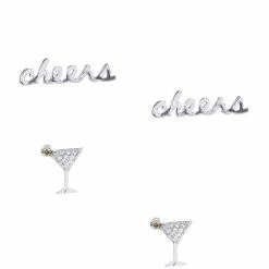 Wholesale 🎁 Kate Spade New York Say Yes Cheers Stud Earring Set Silver 👏
