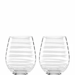 Hot Sale π Kate Spade New York Charlotte Street Spiral Stemless Wine Glass Pair Clear/white π