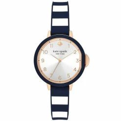 Best deal ✔️ Kate Spade New York 👩 Women's Park Row Three-Hand Stripe Silicone Strap ⌚ Watch Navy 🔔