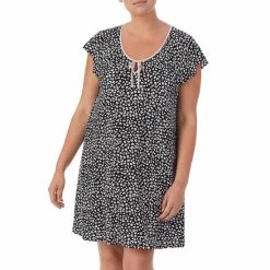 Wholesale 🎉 Kate Spade New York Plus Leopard Print Tie V-Neck Short Flutter Sleeve Knit Nightgown 🛒