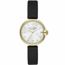 Brand new 🤩 Kate Spade New York Chelsea Park Three-Hand Black Leather ⌚ Watch 😀