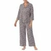 Brand new 🎉 Kate Spade New York Plus Size Notch Collar 3/4 Sleeve Sketched Leopard Print Knit Pajama Set Grey Novelty 🤩