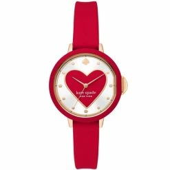 Flash Sale 🌟 Kate Spade New York Park Row Three-Hand Red Silicone ⌚ Watch 🤩