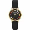 Outlet 🤩 Kate Spade New York 👩 Women's Metro Makeup Three-Hand Black Leather Strap ⌚ Watch 😍
