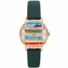 Buy 🌟 Kate Spade New York 👩 Women's Metro Bookworm Three-Hand Green Leather Strap ⌚ Watch ✨
