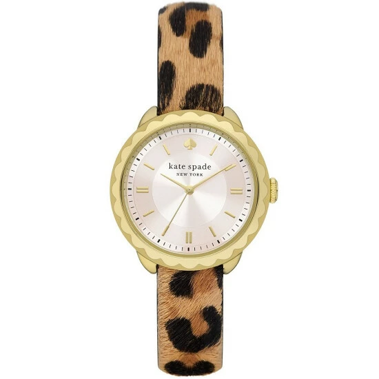 Outlet ⭐ Kate Spade New York 👩 Women's Morningside Three-Hand Leopard Faux Calf Hair Leather Strap ⌚ Watch 😍 1 Outlet ⭐ Kate Spade New York 👩 Women's Morningside Three-Hand Leopard Faux Calf Hair Leather Strap ⌚ Watch 😍