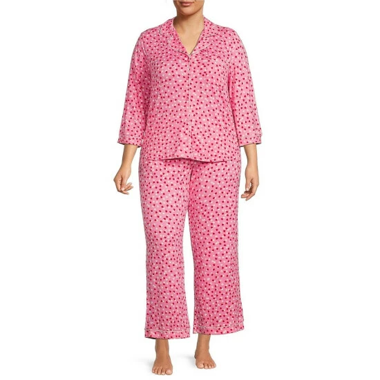 Discount β Kate Spade New York Plus Size Confetti Hearts Print Notch Collar 3/4 Sleeve Knit Pajama Set Pink/white π 1 Discount β Kate Spade New York Plus Size Confetti Hearts Print Notch Collar 3/4 Sleeve Knit Pajama Set Pink/white π