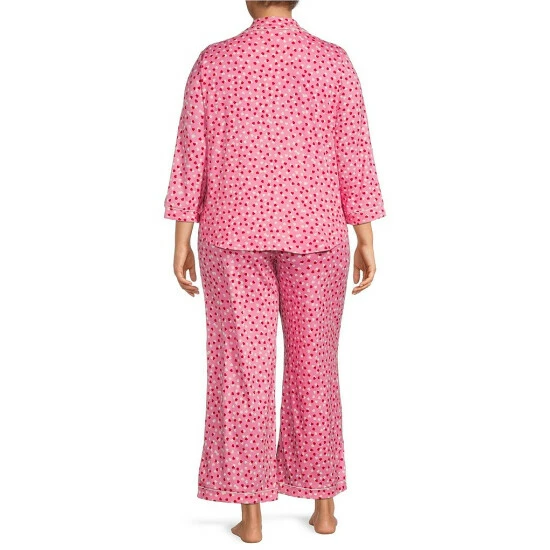 Discount β Kate Spade New York Plus Size Confetti Hearts Print Notch Collar 3/4 Sleeve Knit Pajama Set Pink/white π 2 Discount β Kate Spade New York Plus Size Confetti Hearts Print Notch Collar 3/4 Sleeve Knit Pajama Set Pink/white π - Image 2
