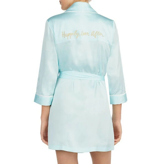 Brand new ✨ Kate Spade New York #double;Happily Ever After#double; Charmeuse Wrap Robe Aqua/white 🔥 1 Brand new ✨ Kate Spade New York #double;Happily Ever After#double; Charmeuse Wrap Robe Aqua/white 🔥