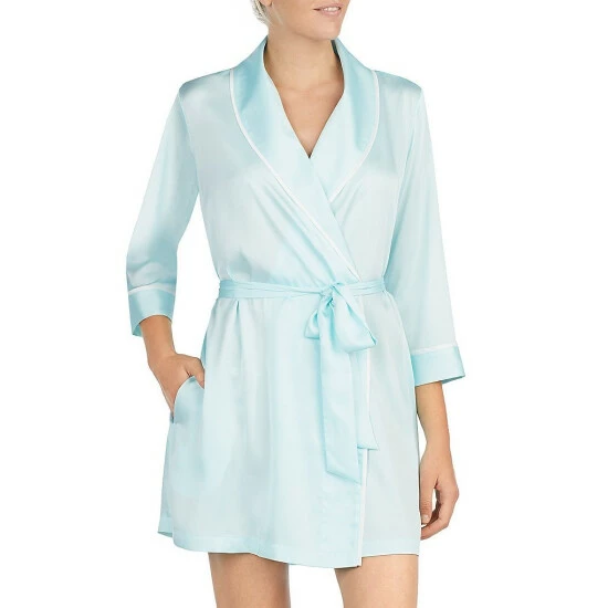 Brand new ✨ Kate Spade New York #double;Happily Ever After#double; Charmeuse Wrap Robe Aqua/white 🔥 2 Brand new ✨ Kate Spade New York #double;Happily Ever After#double; Charmeuse Wrap Robe Aqua/white 🔥 - Image 2