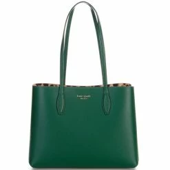 Outlet 🧨 Kate Spade New York All Day Leopard Large Leather Tote Bag Arugula 🤩