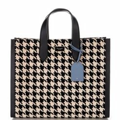 Flash Sale ⭐ Kate Spade New York Manhattan Houndstooth Large Tote Bag Black Multi 😉