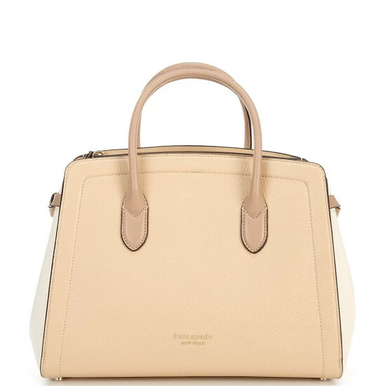 Discount π Kate Spade New York Knott Colorblock Pebbled Leather Large Satchel Bag Warm Stone Multi π 1 Discount π Kate Spade New York Knott Colorblock Pebbled Leather Large Satchel Bag Warm Stone Multi π