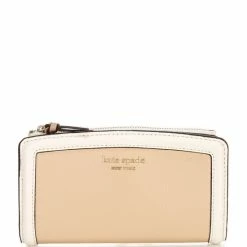 Best Sale 😀 Kate Spade New York Knott Colorblock Zip Slim Leather Wallet Warm Stone Multi 🔥